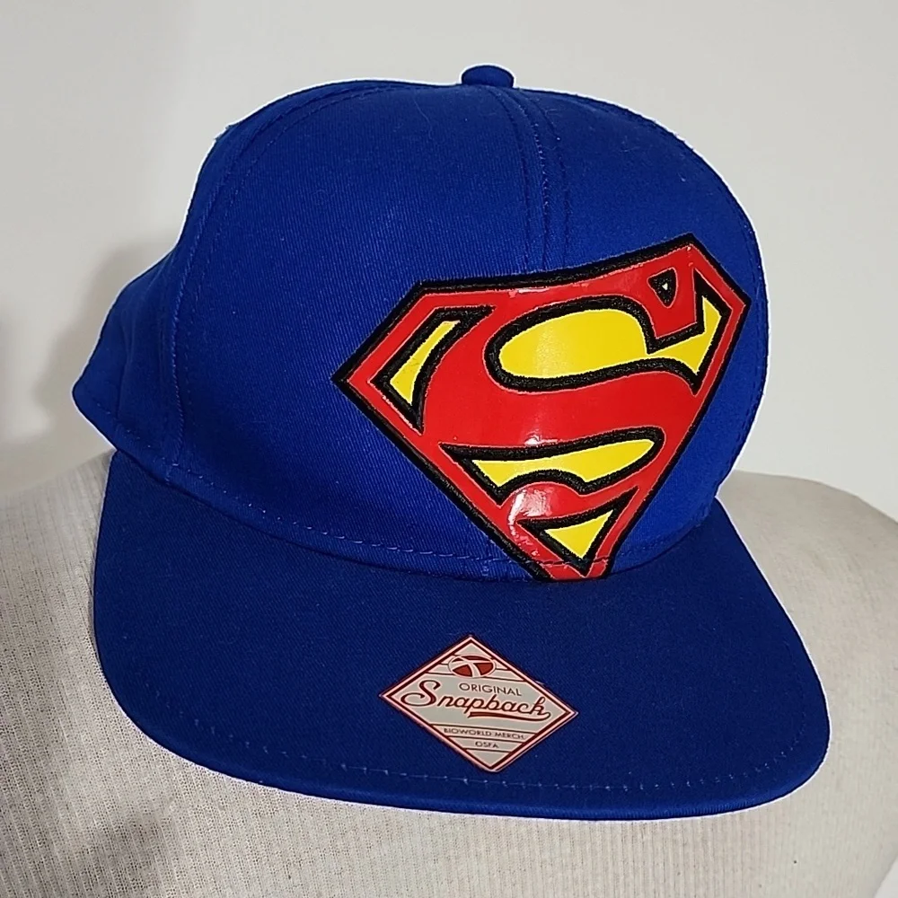 DC Comics Snapback Visor Cap Flatbill Off-Set Logo Original Blue OS